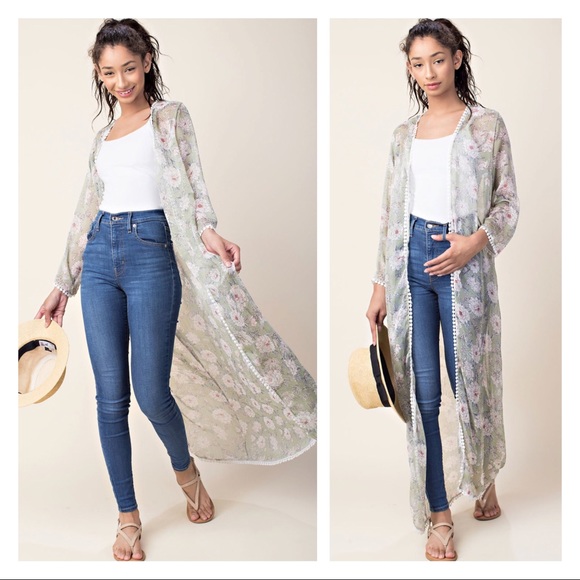 Crochet open front kimono cardigan - Picture 3 of 9